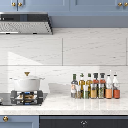 FunStick 15 Stück 30X60CM Fliesenaufkleber Bad Boden Wasserfest Fliesen PVC Bodenbelag Selbstklebend Badezimmer Bodenfliesen Aufkleber Klebefliesen Küche Groß Vinylboden Fliesenoptik Weiß Fliesenfolie