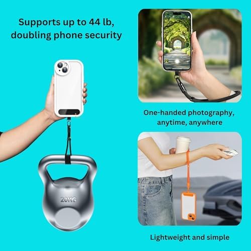 KEESOO Minimalist Wrist Strap Phone Lanyard with Adjustable Drop-Proof Design, 7mm Reinforced Climbing Rope Material, 2 Phone Tether Tabs (Matching Metal and Rotatable Clear) - Ecru Beige - 5
