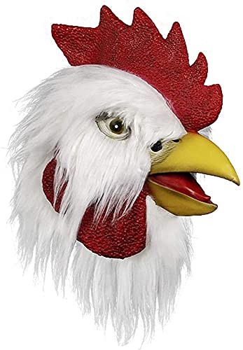 Waylike Halloween Costume Party Novelty Animal Head Mask Rooster Latex Mask Funny White Chicken Cosplay Party (White)