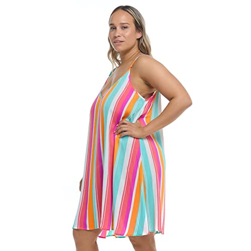 Body Glove Women's Swimsuit Coverup Nicole Dress Swimwear, Firenze Stripe, 1X #TOP1