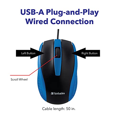Verbatim Wired USB Computer Mouse Blue 99743 の商品画像 5