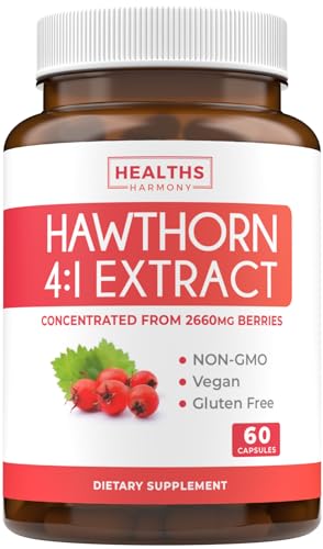 Healths Harmony 850006500871 Super Potent Hawthorn Berry Extract Capsules - Hawthorn Berry Supplement Made From Extra Strength Concentrate To Support Heart And Digestive Health cover