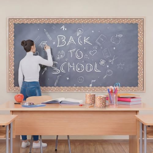 Saypacck 68.9 ft Kraft Pastel Bulletin Board Border Back to School Theme Decoration First Day of School Pastel Polka-Dot Rolled Border Trim for Party Classroom Bulletin Boards Chalkboard Wall Decor - Image 6