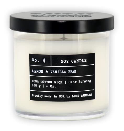 Lulu Candles | Lemon & Vanilla Bean | Luxury Scented Soy Jar Candle | Hand Poured In The Usa | Highly Scented & Long Lasting- 6 Oz. #TOP11