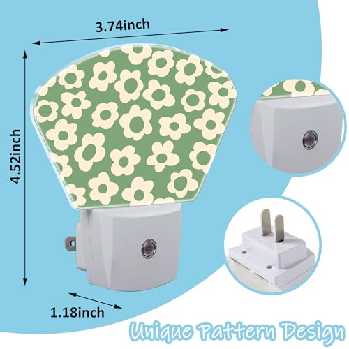Image of Night Light Vintage Groovy Flowers Plug-in LED Dusk-to-Dawn Sensor Soft Night Lamp,Suitable for Home Bedroom Bathroom Hallway Stairs