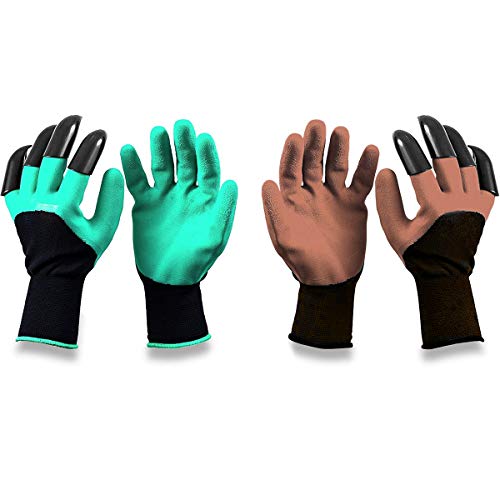 2 Pairs Gardening Gloves with Claws Waterproof and Breathable Gardenings Easter Gifts for Women Gardeners Men for Digging Planting Garden Glove with Rainproof Bag