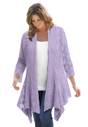 Woman Within Open Front Pointelle Cardigan Sweater