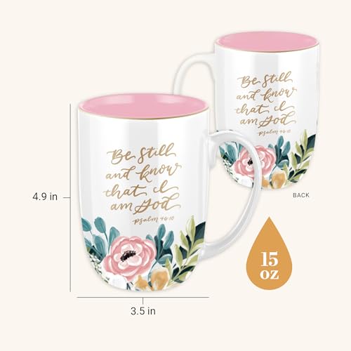 Image of Christian Art Gifts Large Ceramic Coffee Mug: Psalm 46:10 Bible Verse