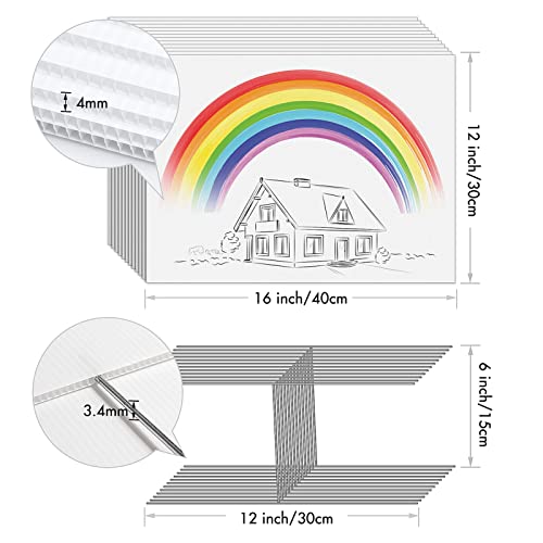 Ikayas 12 Pack Blank Yard Signs With Stakes, 16 X 12 Inches Garden Yard Signs Yard Sale Signs For Party Yard Decorations,Garage Sale, Guidepost, Open House #TOP1