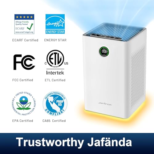 Image of Jafanda JF260S WiFi Air Purifier for Home Large Room up to 1190 Ft, True HEPA Filter, PM2.5 Sensor, Activated Carbon, 22dB Quiet, Traps 99.7% Outdoor Dust, Smoke, Pet Dander & Odor, 5-Year Warranty