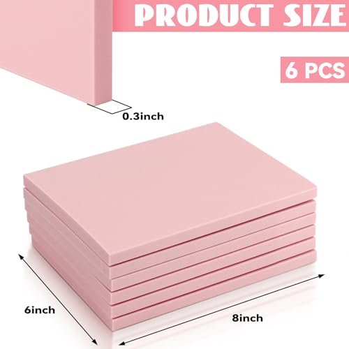 Image of 6 Pack 8 inchx6 inch Pale Pink Rubber Stamp Carving Blocks Rubber Carved Brick Soft Rubber Linoleum Block for Craft Project