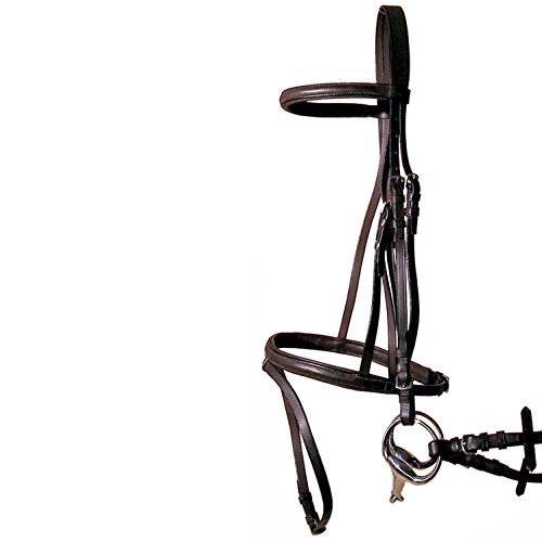 Testiera Tattini in cuoio con frontalino e capezzina profilati completo di redini in gomma tono su tono Cob