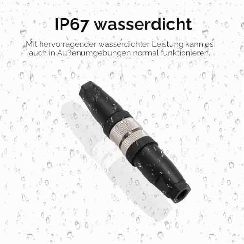 Eonvic M12 4-poliger Stecker und Buchse, 12 mm A-Code, industrieller Rundstecker, ungeschirmte Feldmontage, kabelbarer Sensor, IP67, 250 V, 4 A, AC/DC, gerade, 2 Sets
