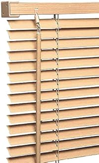 PVC window Venetian Blind Blinds Easy Fit Trimmable Fittings Window Treatment Shutter Twist Open Close (Natural-Wood Grain Effect, 90cm wide (35.4") x 213cm Drop)
