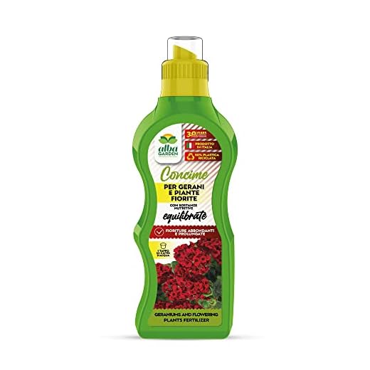 Albagarden Concime Per Gerani E Piante Fiorite - Fertilizzante E Concime Liquido Per Abbondanti Fioriture Come Gelsomino, Surfinie, Glicine, Begonie E Ornamentali In Vaso E Piena Terra x 1 kg