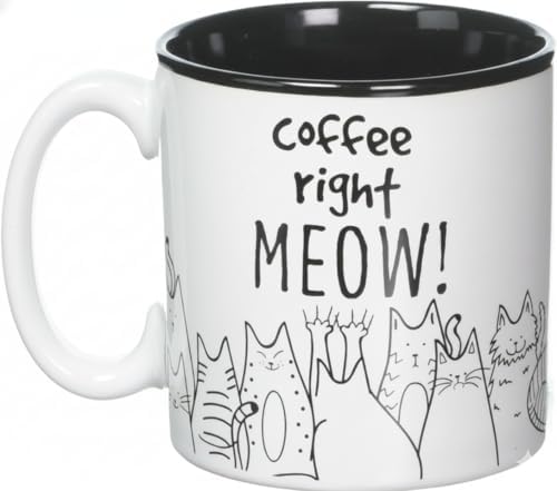 burton + BURTON Coffee Right Meow! 13oz Ceramic Cat Mug with Gift Box – Funny Cat Lover Coffee Cup, White & Black Feline Design, Microwave & Dishwasher Safe image 5