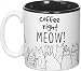 BnB Cat Lovers Mug Coffee Right Meow Funny Message Novelty Ceramic Cup for Java, Hot Tea or Hot Chocolate 13 oz 3.75 in H x 5 in W x 3.5 in D, Black and White with Feline Animated drawings, One in box