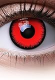MeralenS Lentilles couleur rouge   Red Lunatic Halloween, Shrovetide, Carnaval| 1 paire (2 pièces) | sans correction | 0,00 Dioptries