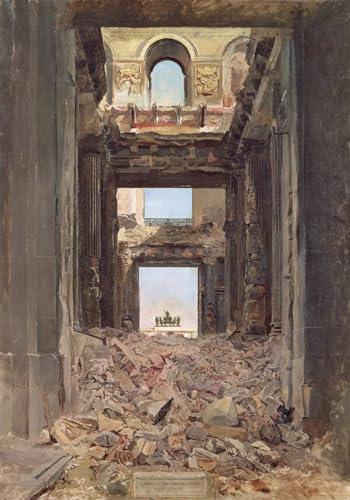 Tableau Toile Ruines des Tuileries Meissonier Décoration Murale 60x90cm