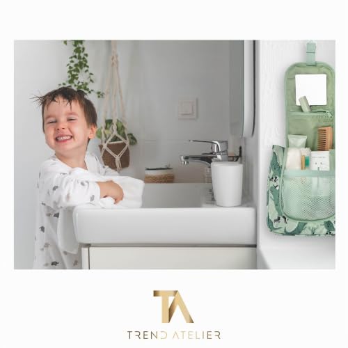 Miniatura 7 de Ta Trend Atelier Neceser Infantil En Poliéster Reciclado Bolsa De Aseo Para Colgar, Sostenible, Sin Pfc Y Repelente Al Agua Dinosaurio Verde