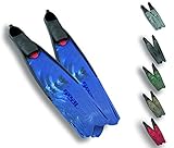 Seac Motus Italian Design Long Blade Fin for Spearfishing and Freediving Fins, Blue Camo - 6.5-7 | 3