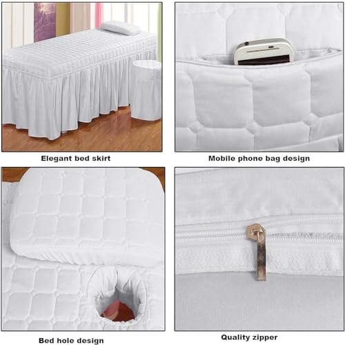 Falda de cama ajustable contra arrugas con juego de sábanas de color liso 4