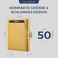 VON HEESEN Slim Wallet mit RFID-Schutz - Mini Geldbörse Herren & Damen klein - Kreditkartenetui Geldklammer Kartenetui - Geldbeutel Portmonee Portemonnaie klein (Gelb) – Ansicht 6