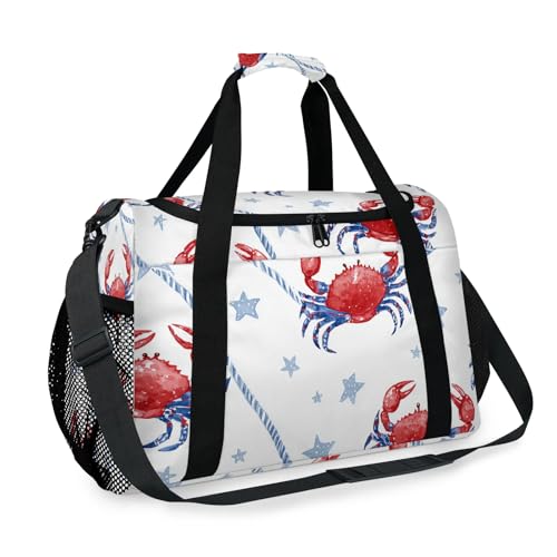 Crab Stars Watercolor Travel Duffel Bag Weekender Overnight Bags for Women Men Foldable Waterproof Tote Bag with Trolley Sleeve2