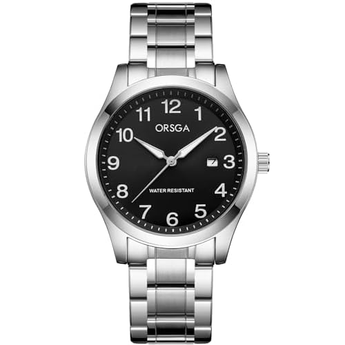 CIVO Reloj Hombre Acero Inoxidable Analógicos Relojes Hombre Clásico Fecha Impermeable Luminoso Cuarzo Reloj de Hombre Elegante Business Esfera Negro Reloj de Pulsera, Regalo Hombre