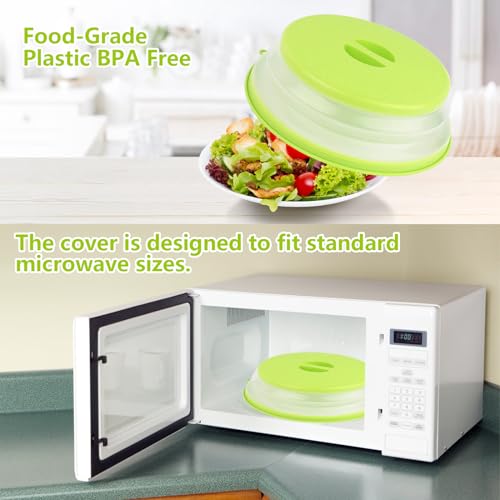 Miniatura 4 de 2 Piezas Tapa Microondas Plegable Verde,Gris , Tapa Microondas Libre Bpa, Tapa De Salpicaduras De Microondas, Canasta De Filtro De Frutas Verduras,Tapa Para Microondas Plegable Con Orificio De Vapor