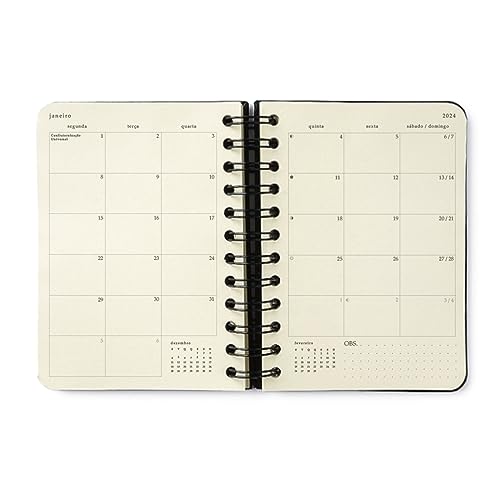 Agenda Planner Wire-O 2024 Pastel Block Sport Diária 11,5X16 Listras, Cicero
