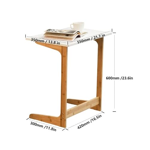Forevich Bamboo Modern Tv Trays Table For Eating, Wood Couch Table End Snack Desk Sofa Side Table L Shaped White #TOP2