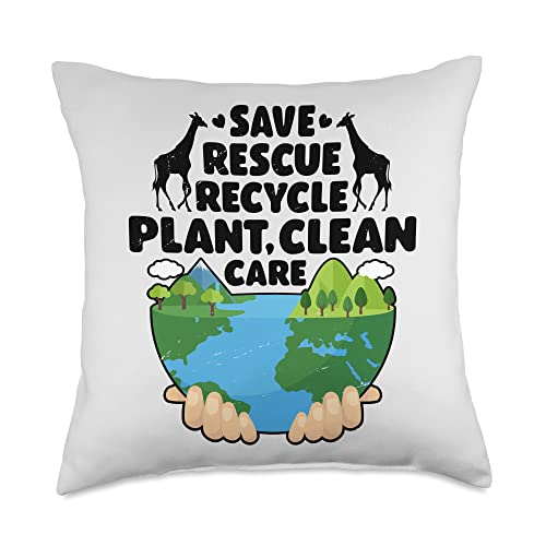 Lique Earth Day Earth Day Save Rescue Recycle Plant Clean Environment Planet Throw Pillow, 18x18, Multicolor