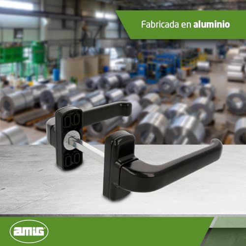 Miniatura 3 de Amig - Manilla De Aluminio Mod. Epsilon - Color Negro - 132 X 70 Mm - Cuadradillo De 8 Mm - Maneta Con Roseta Reversible - Fácil Instalación - Diseño Moderno Y Ergonómico