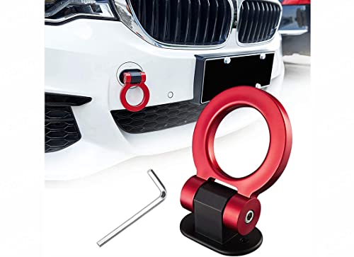 Image of CARIZO Tow Hook Kit (Round - Red) Car Decorations Sticker Car Decor Bumper for Auto Exterior Accessories (Only Decoration) Compatible with Tata Nexon (Type-II) 2020 Onwards