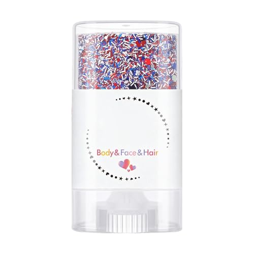Stylo patriotique à paillettes pour fête de l'indépendance, gel rouge, blanc, bleu pour cheveux et visage, accessoire de maquillage festif pour décoration de fête (B, taille unique)