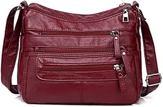 Hanaso Women Small Crossbody Bag PU Leather Over Shoulder Purse Handbag Ladies Crossover Lightweight Messenger Multi-Pockets