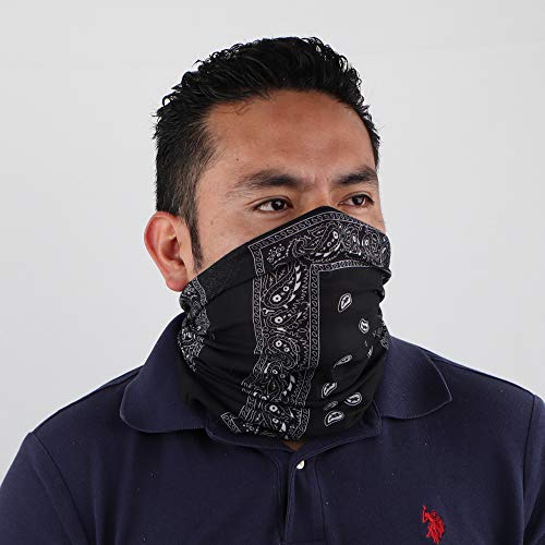 Motique Accessories Paisley Bandana Neck Gaiter Tube Headwear Motorcycle Face Scarf - Black