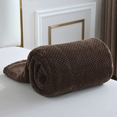 Cai Teng Waffle Textured Fleece Blanket Flannel Blanket For For Couch Sofa Living Room Plush Lightweight Microfiber Throw (Chocolate Brown, 50 X 60 Inches) #TOP6