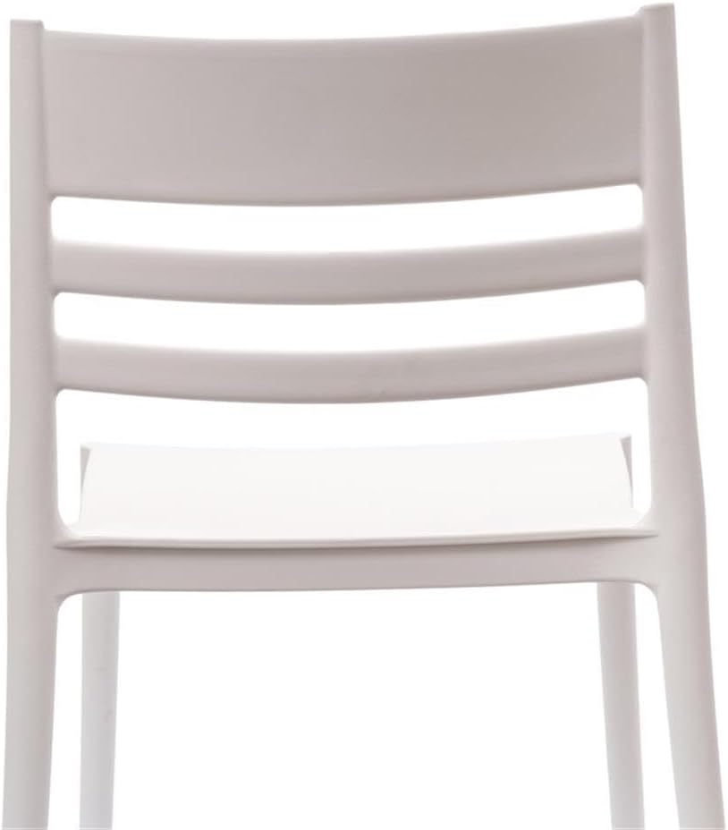 Pemberly Row Commercial All-Weather Resin Patio Stack Chair, 19.75" W x 20.75" D x 31.75" H, White Finish, Slatted Backrest, Contoured Seat, Indoor/Outdoor Seating, UV Resistant, Lightweight and