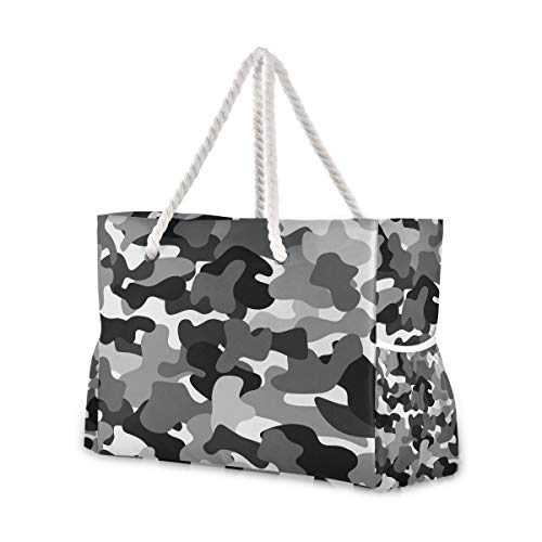 Camouflage Waterproof Large Tote Bag Shoulder Bag for Gym Beach Travel Daily Bags