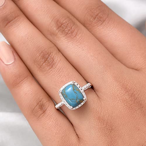 Shop Lc Blue Turquoise Ring For Women 925 Sterling Silver Western Jewelry Size 8 Boho Western Birthday Gifts #TOP3