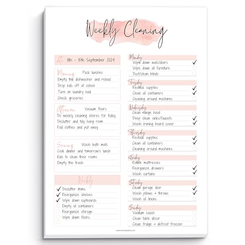 Weekly Cleaning Planner Notepad - Daily, Weekly & Monthly Cleaning