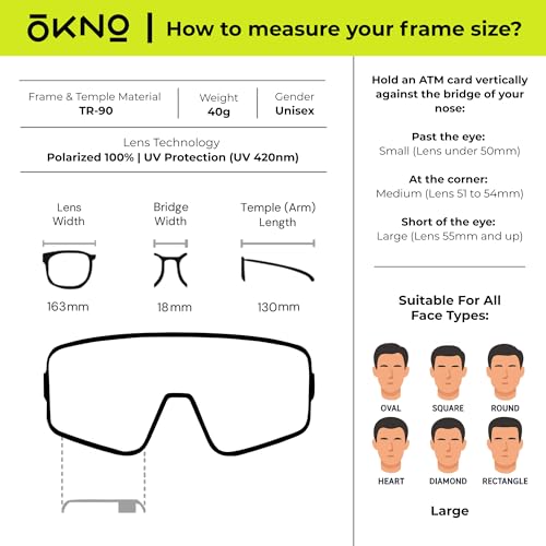 Image of Eyewearlabs OKNO | Polarized Sports Over-Sized Unilens Wrap-Around Branded Stylish Sunglasses For Men & Women | 100% UV Protection Shades | Cricket Sports Cycling Driving Trekking & More