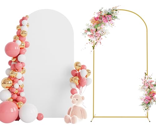 Wokceer 6.6 FT Wedding Backdrop Arch with White Arch Cover for Birthday Party, Wedding Ceremony, Bridal, Baby Shower Event Decor by Wokceer - Used condition - CA$54.43