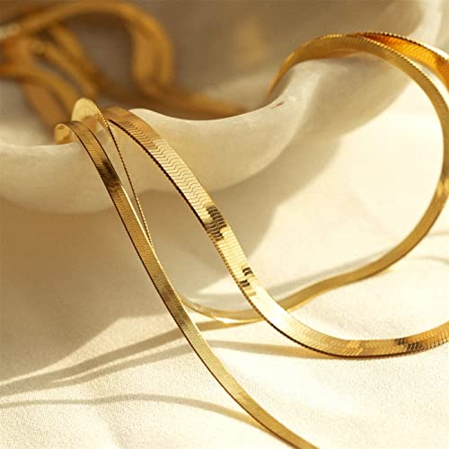 Dearmay 14K Gold Necklace For Women Dainty Gold Choker Herringbone Necklaces For Women Simple Minimalist Thin Snake Chain Necklace Gold Jewelry For Women Teen Girl Gifts #TOP5