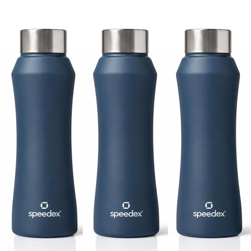 Image of Speedex Stainless Steel Water Bottle 1 Ltr, Leak Proof Screw Cap, BIS Approved 1000 ml Metal Bottle For Daily, Office, School, Gym, Travel Use for Men, Women, Kids, Adults, Teal Blue, Set of 3