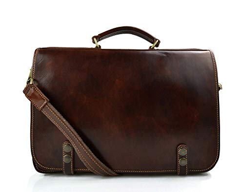 Leather shoulder bag messenger rigid bag women men handbag leather bag satchel carry on brown crossbody business executive bag