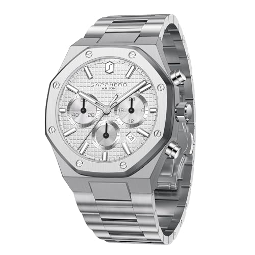 SAPPHERO Uhren Herren Uhren für Männer Luxus Herrenuhr wasserdichte Herrenarmbanduhr Business Datum Sport Zeit Mode Edelstahl
