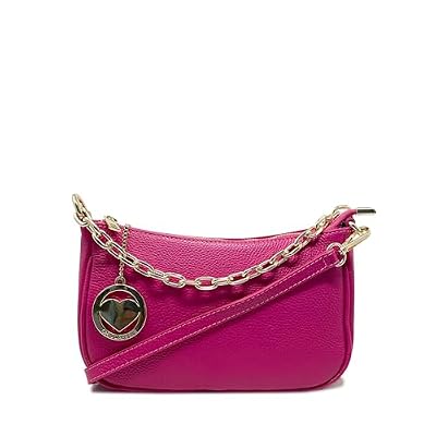 Pochette Borsetta Donna in Pelle Italiana Clutch Tracollina (Fucsia)